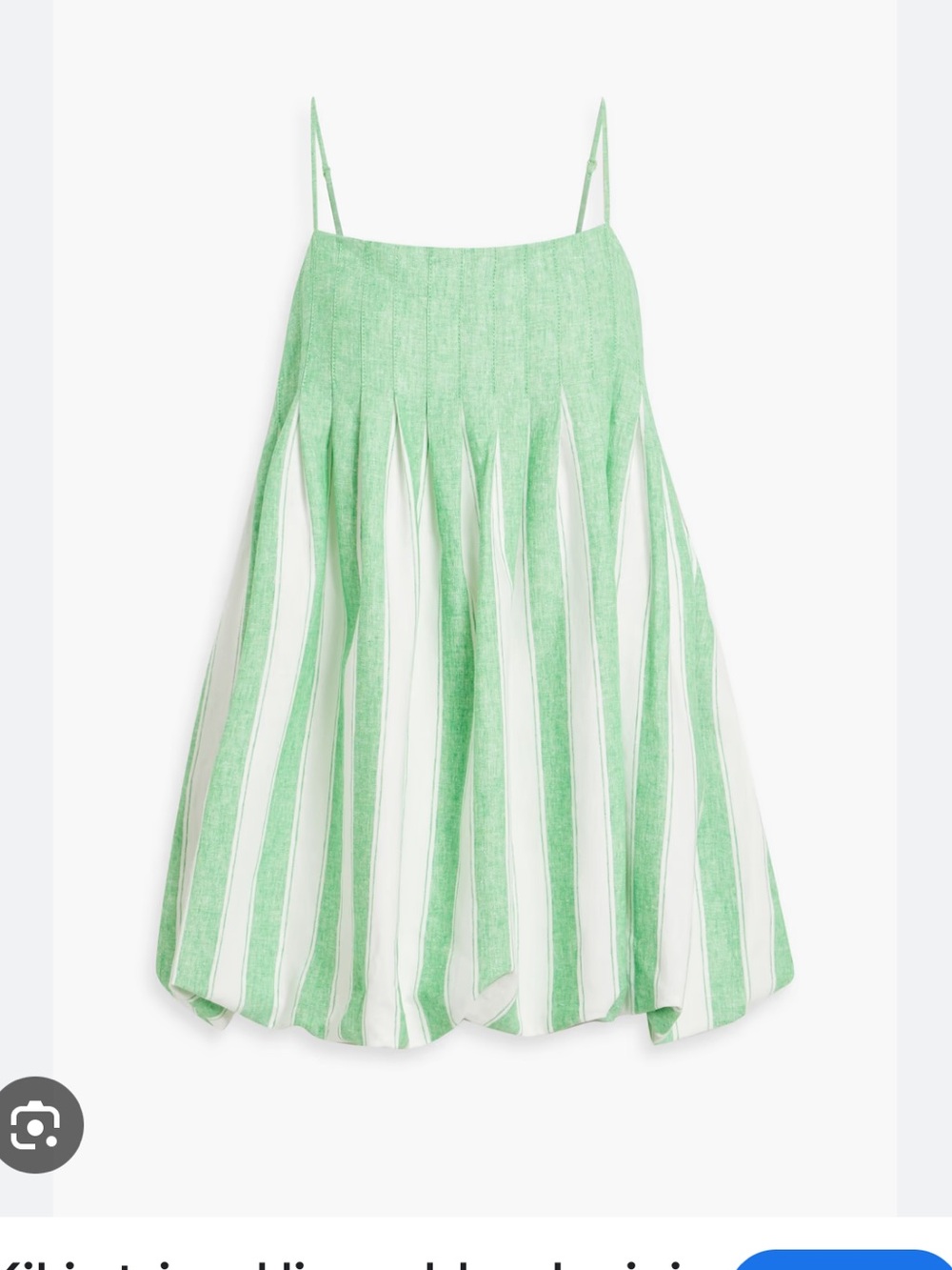 Light Green and White Striped Mini Dress - Spaghetti Strap
